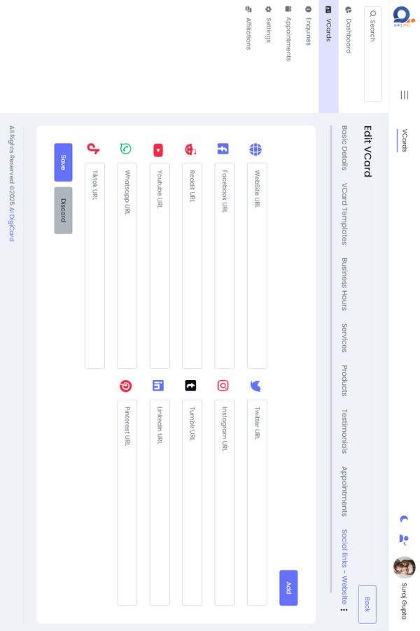 Social Links Setup