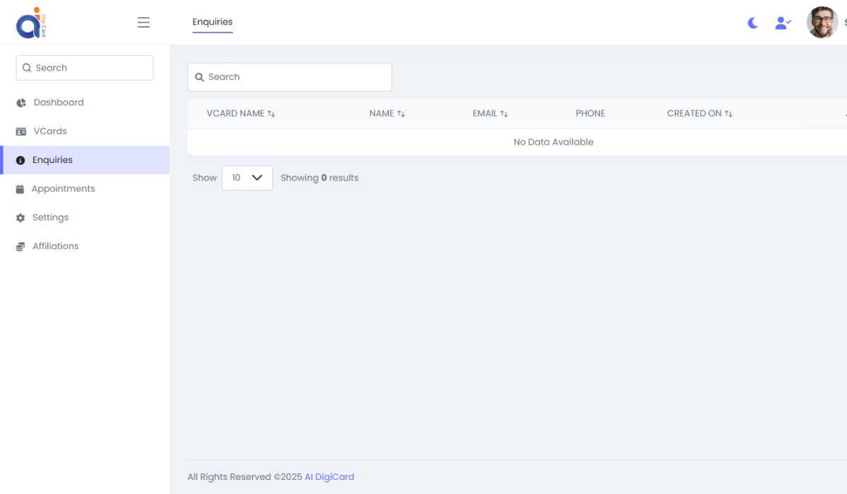 Enquiries Dashboard