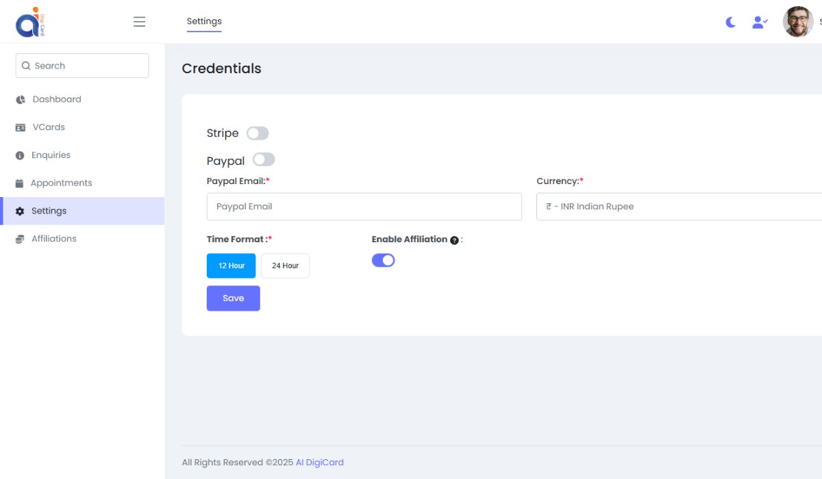Settings Page